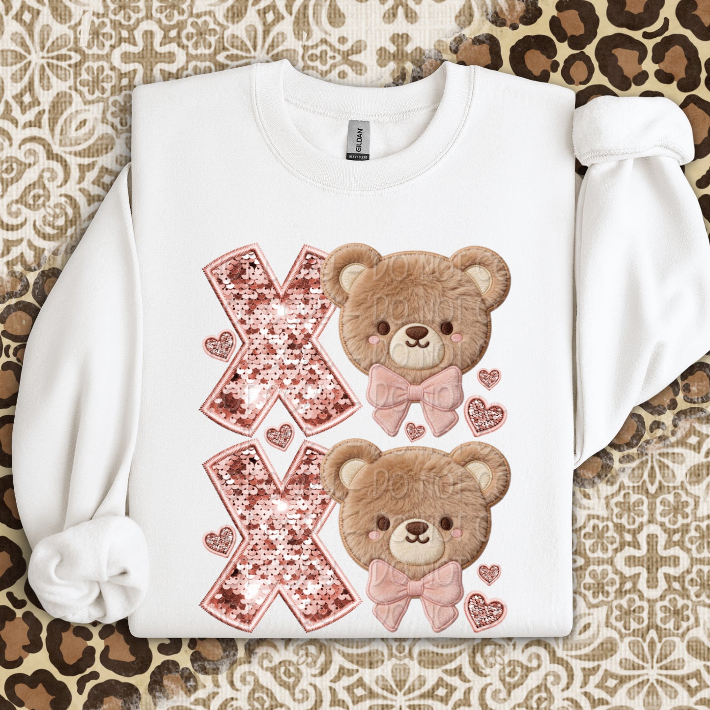 Faux Embroidery XOXO Teddy Bear 1 - Digital PNG Design