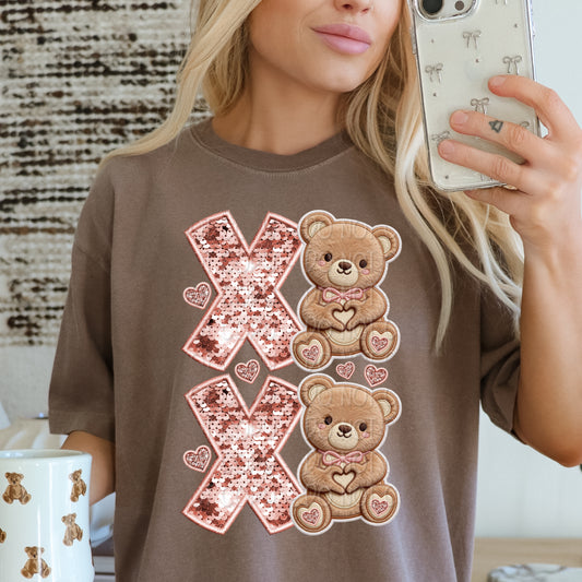Faux Embroidery XOXO Teddy Bear 2 - Digital PNG Design