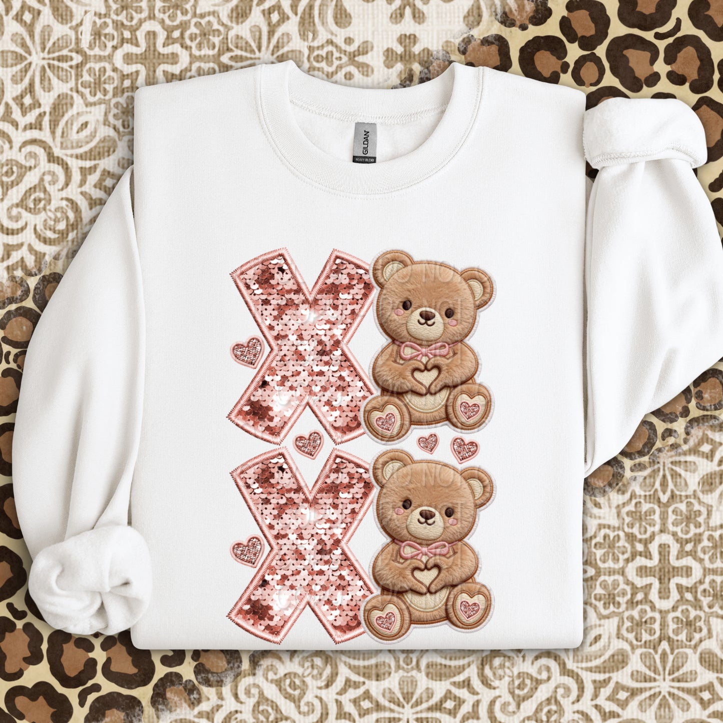 Faux Embroidery XOXO Teddy Bear 2 - Digital PNG Design