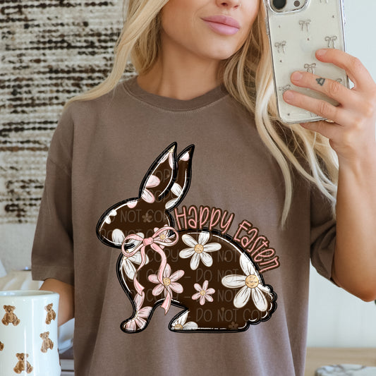 Floral Happy Easter Bunny 1 - Digital PNG Design