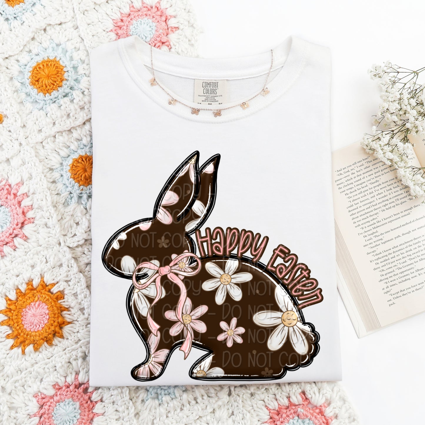 Floral Happy Easter Bunny 1 - Digital PNG Design