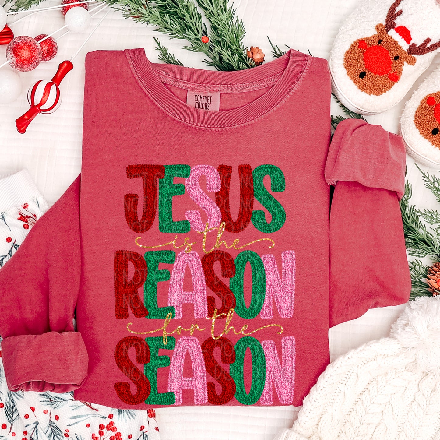 Faux Yarn Jesus Is The Reason For The Season 1 - 2025 Digital PNG Design