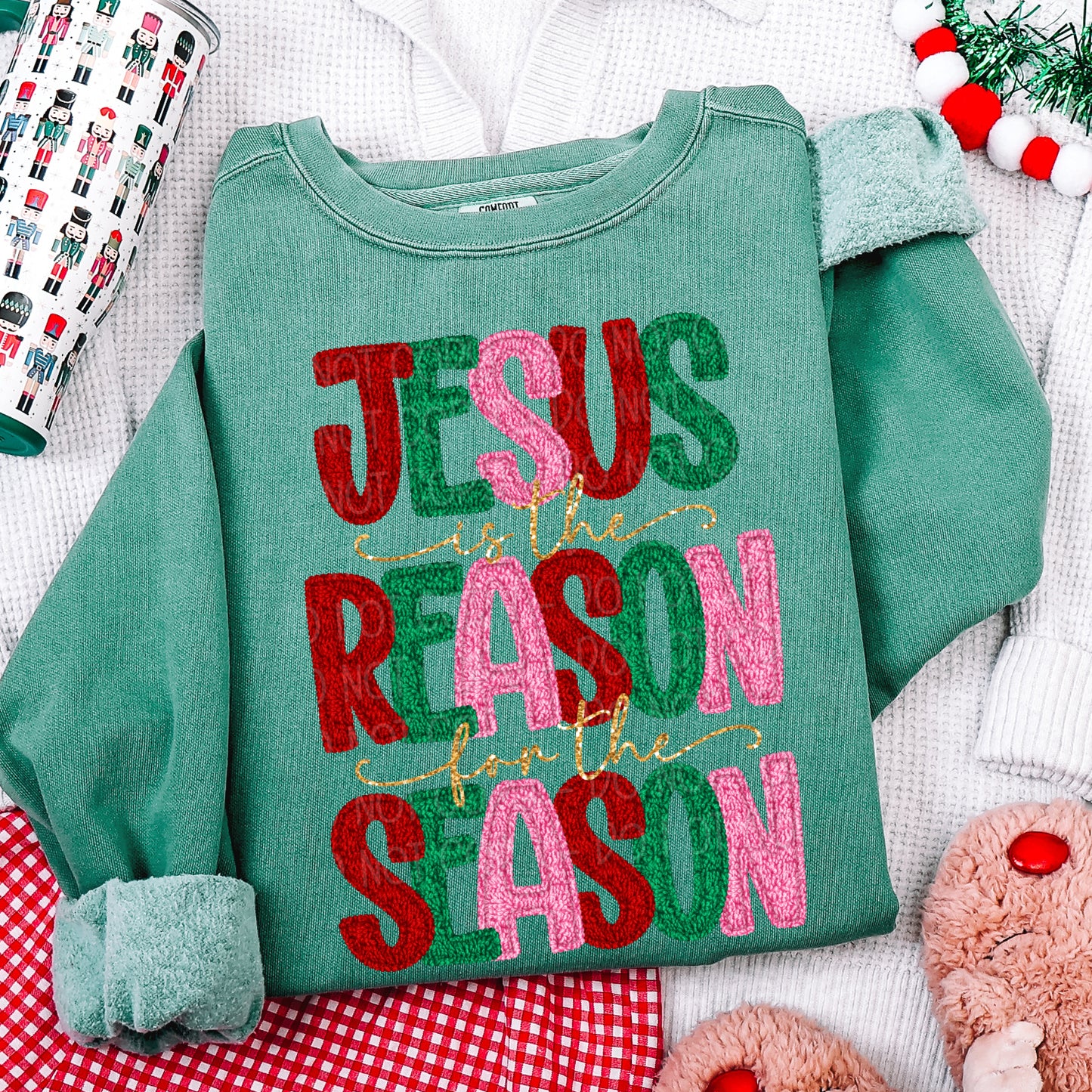 Faux Yarn Jesus Is The Reason For The Season 1 - 2025 Digital PNG Design