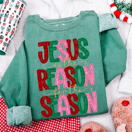 Faux Yarn Jesus Is The Reason For The Season 1 - 2025 Digital PNG Design