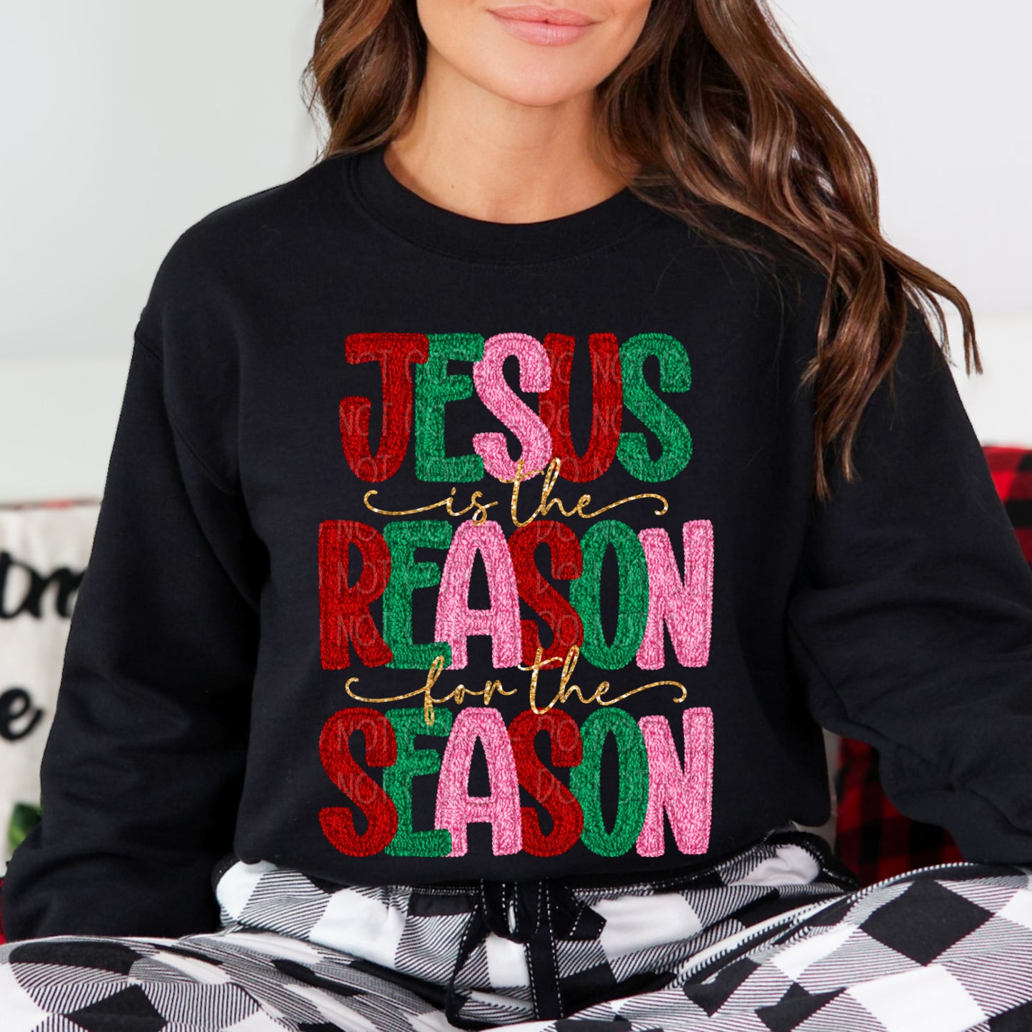 Faux Yarn Jesus Is The Reason For The Season 1 - 2025 Digital PNG Design