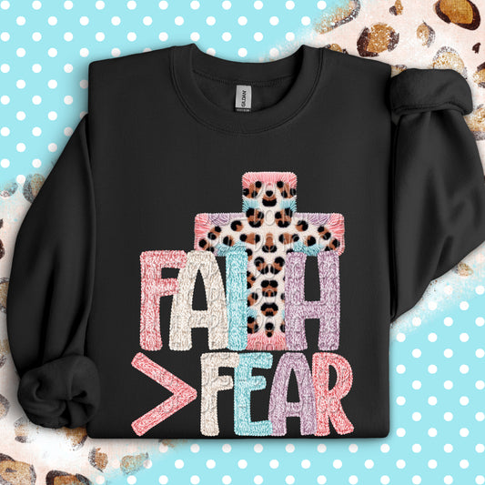 Faux Yarn Faith Greater Than Fear 1 - 2025 Digital PNG Design