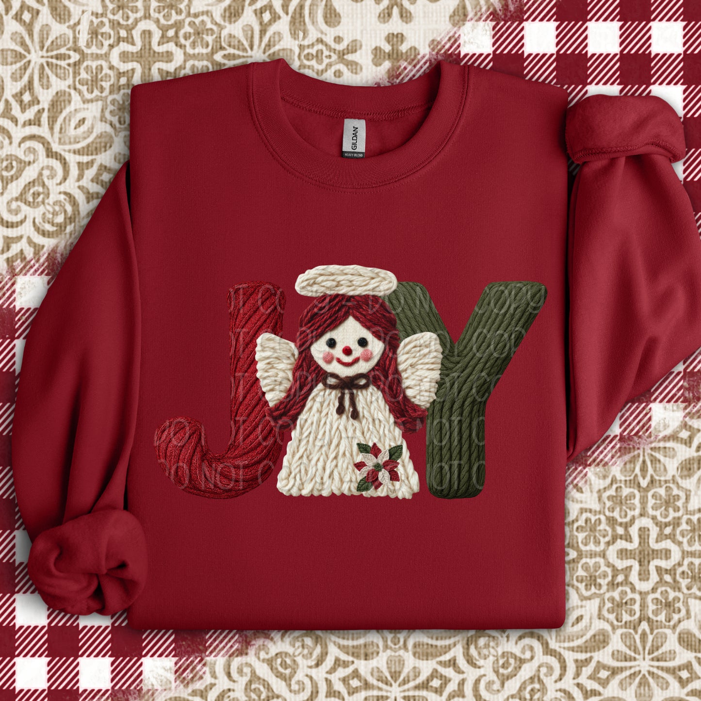 Faux Yarn Joy Angel w/ Poinsettia 1 - 2025 Digital PNG Design