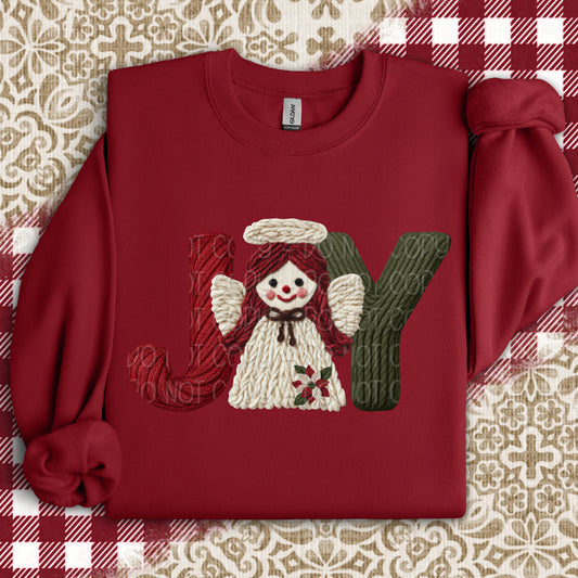 Faux Yarn Joy Angel w/ Poinsettia 1 - 2025 Digital PNG Design