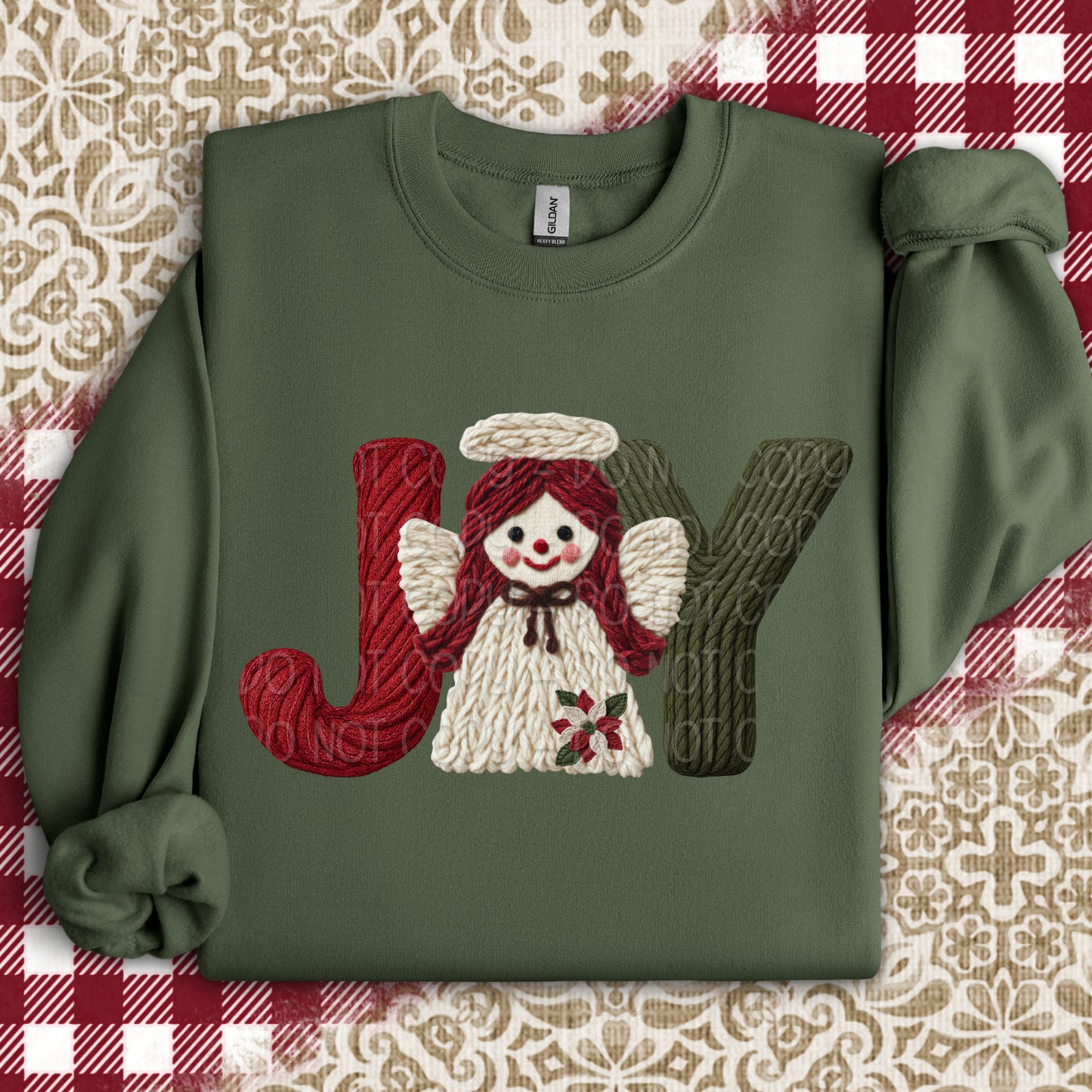 Faux Yarn Joy Angel w/ Poinsettia 1 - 2025 Digital PNG Design