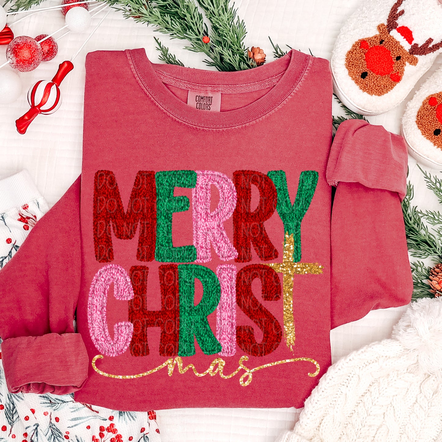Faux Yarn Merry CHRISTmas 1 - 2025 Digital PNG Design