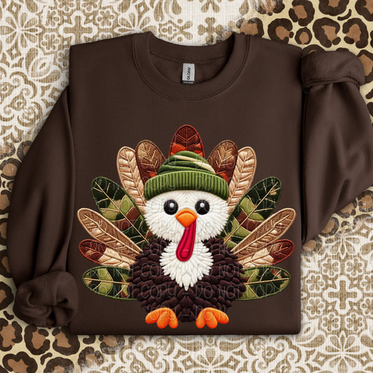 Faux Yarn Turkey w/ Camo 1 - 2025 Digital PNG Design
