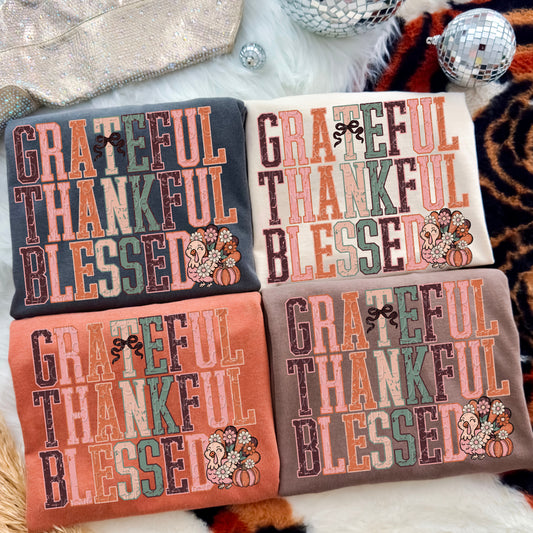 Grateful Thankful Blessed 1 - 2025 Digital PNG Design