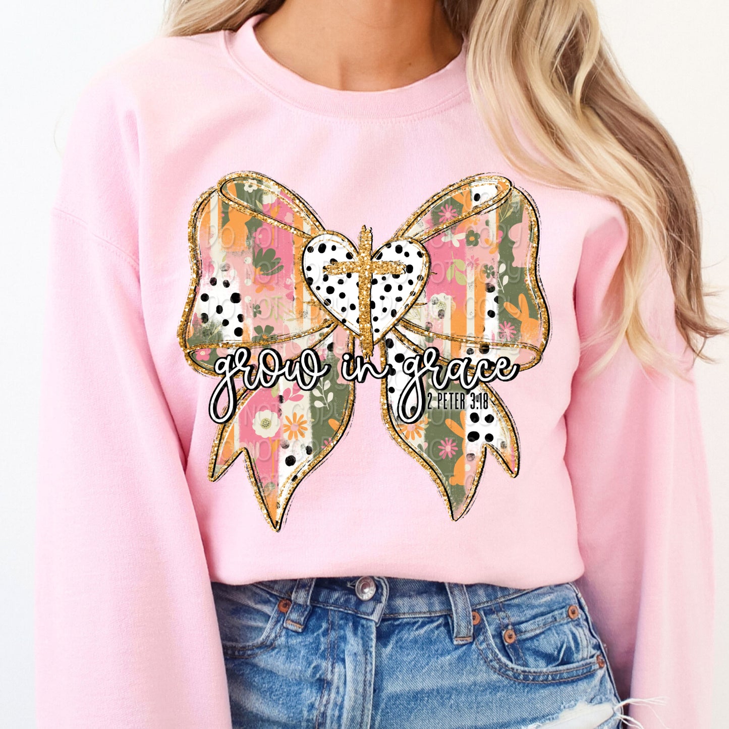 Grow In Grace Easter Bow 1 - Digital PNG Design