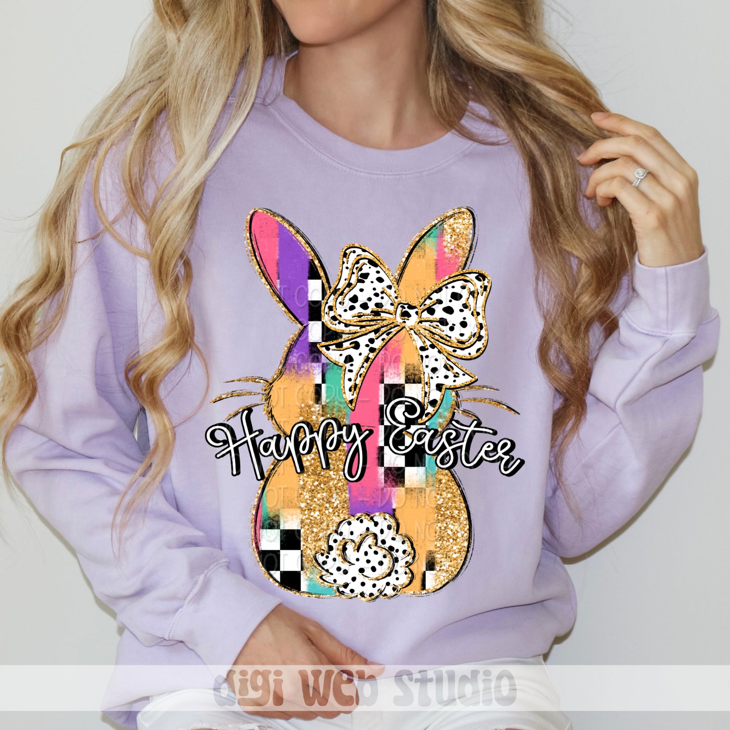 Happy Easter Bunny With Bow 1 - 2025 Digital PNG Design