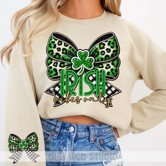 Faux Embroidery Irish Vibes Only 1 - 2025 Digital PNG Design w/ Sleeve