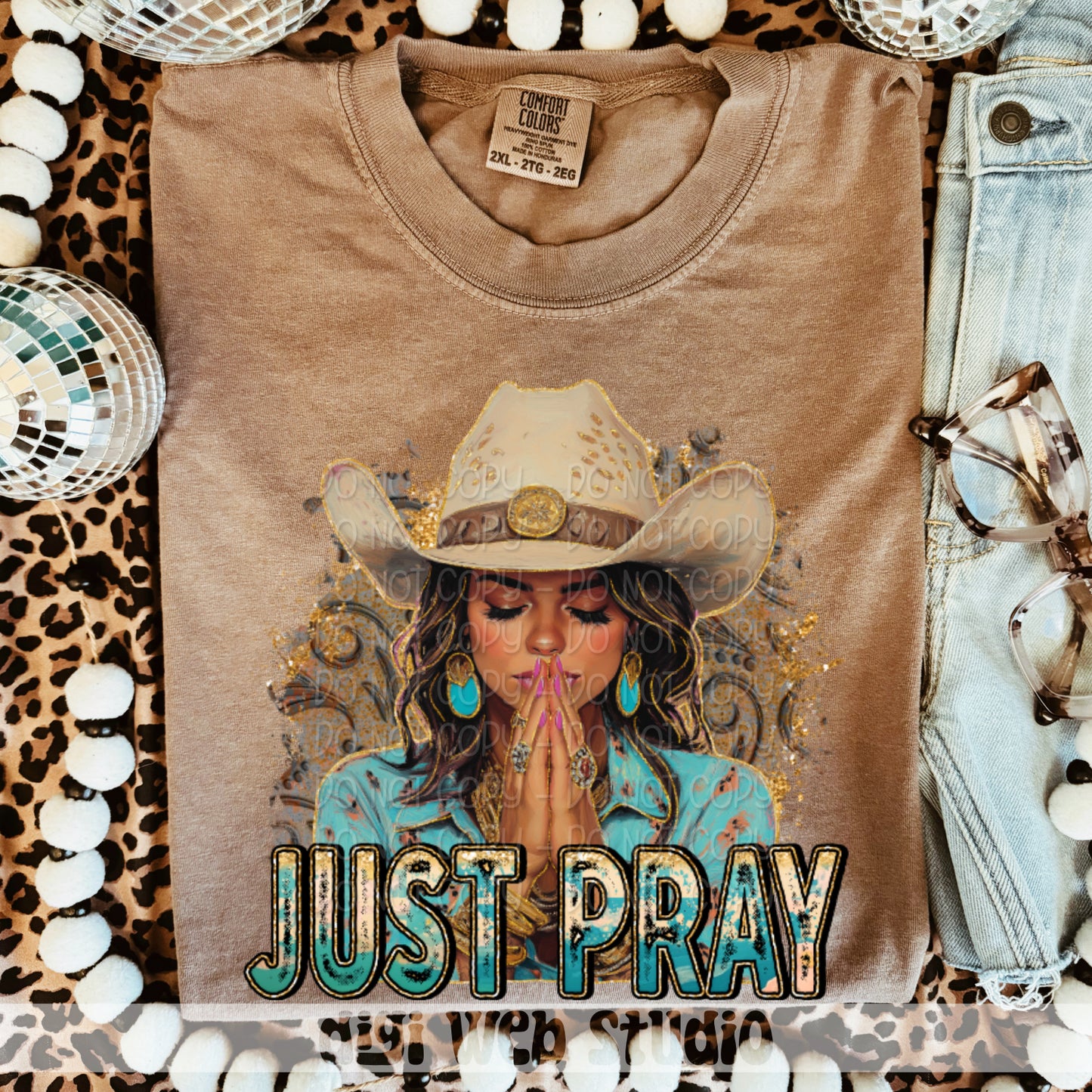Just Pray Western Woman 1 - 2025 Digital PNG Design