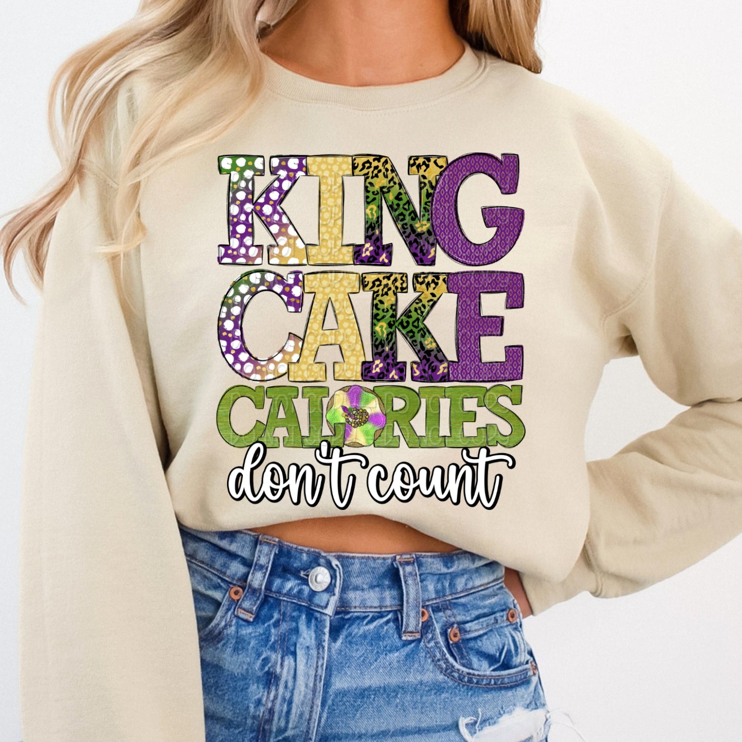 King Cake Calories Don't Count 1 - Digital Design PNG