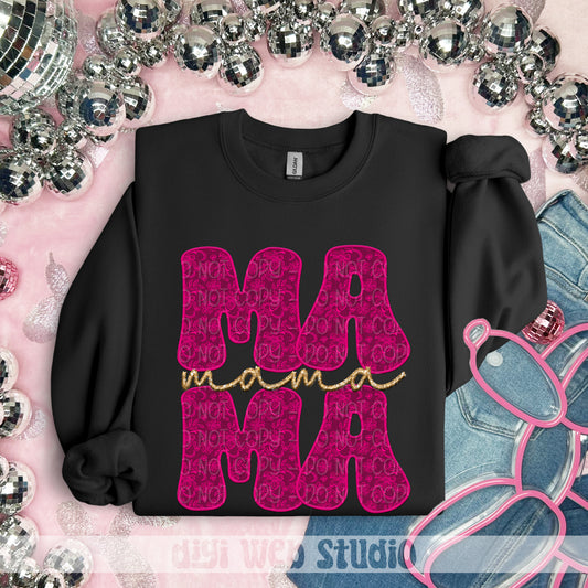 Faux Embroidery Lace Mama (Hot Pink) 1 - 2025 Digital PNG Design