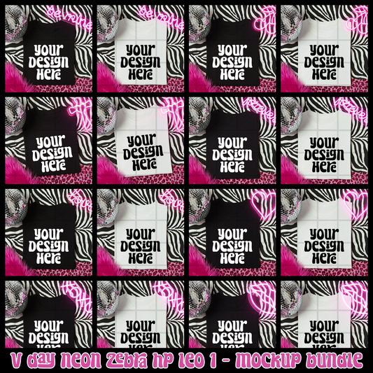 V Day Neon, Zebra & Hot Pink Leopard 1 - Mockup Bundle