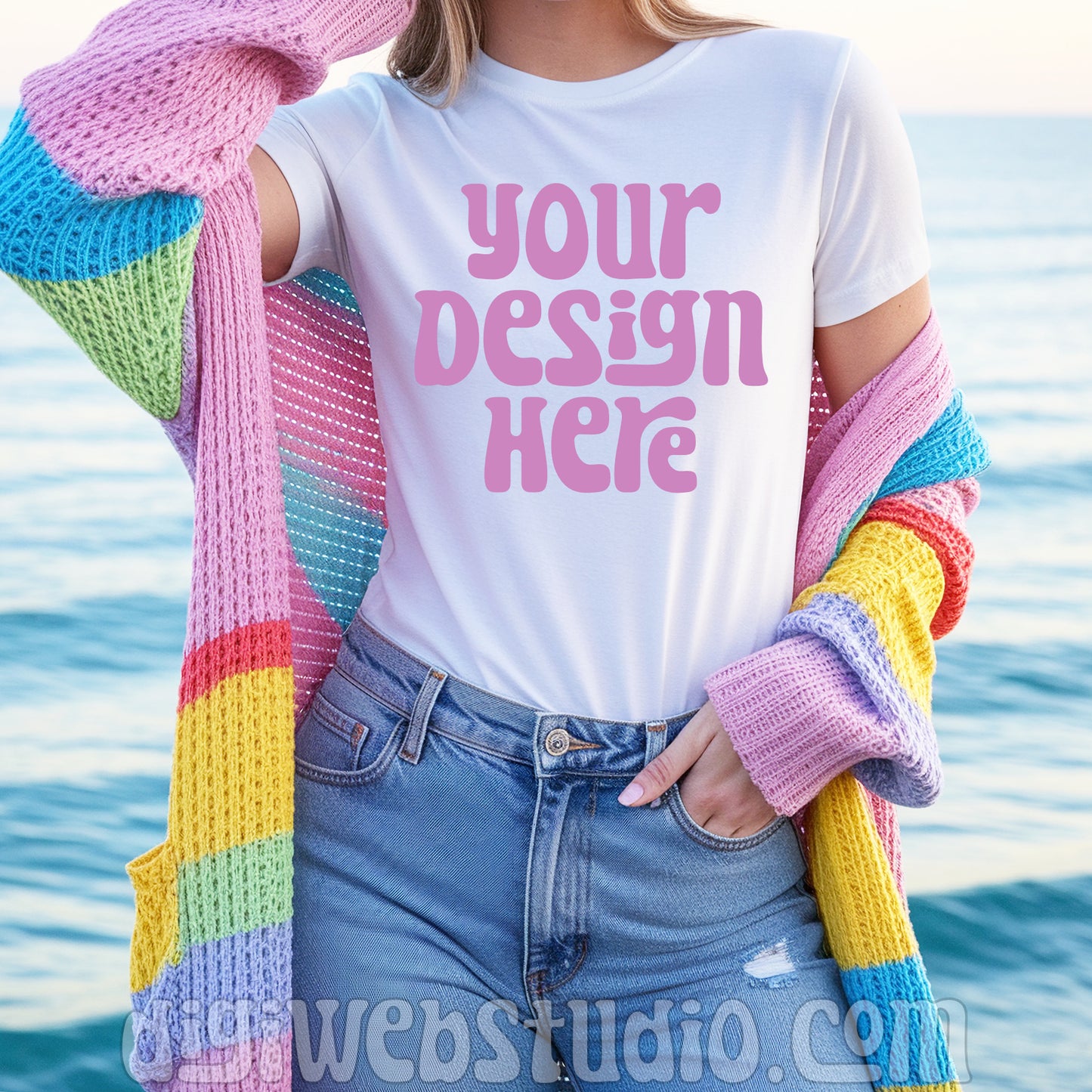 At The Beach White Shirt Mockup 1