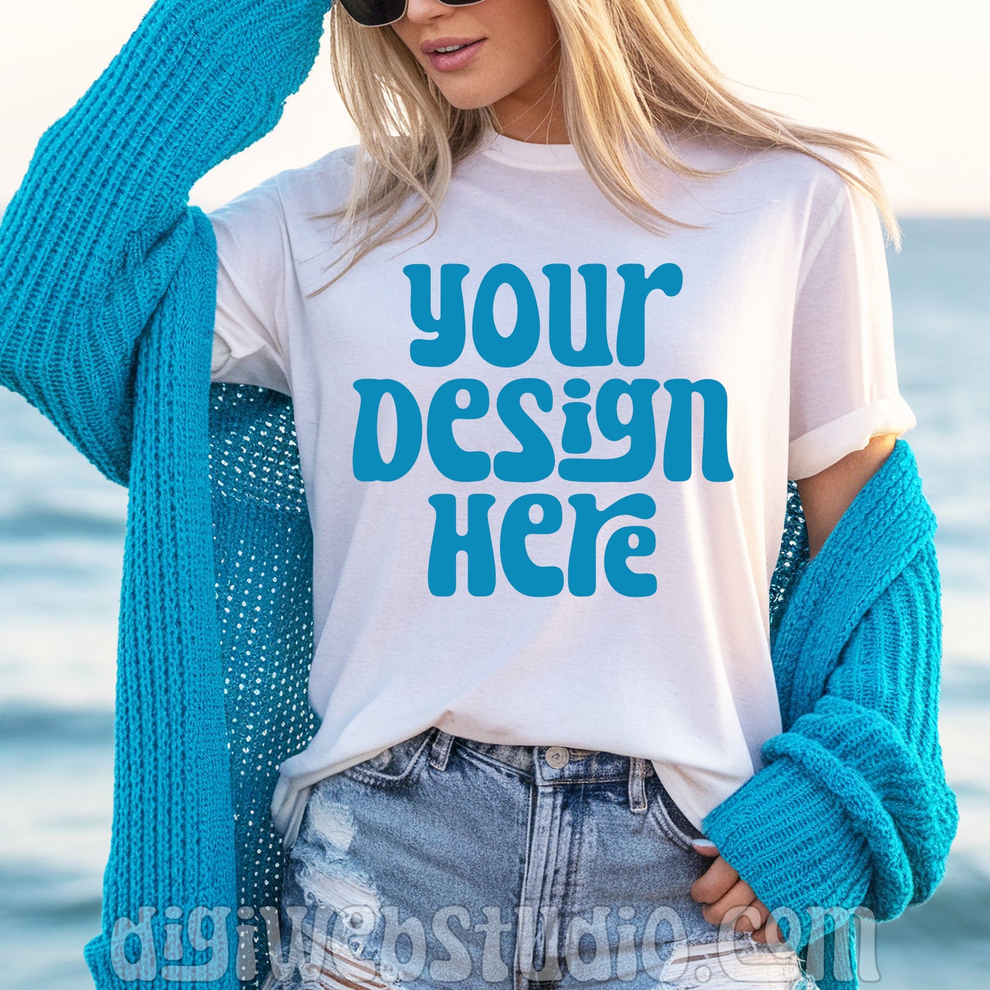 At The Beach White Shirt Mockup 2