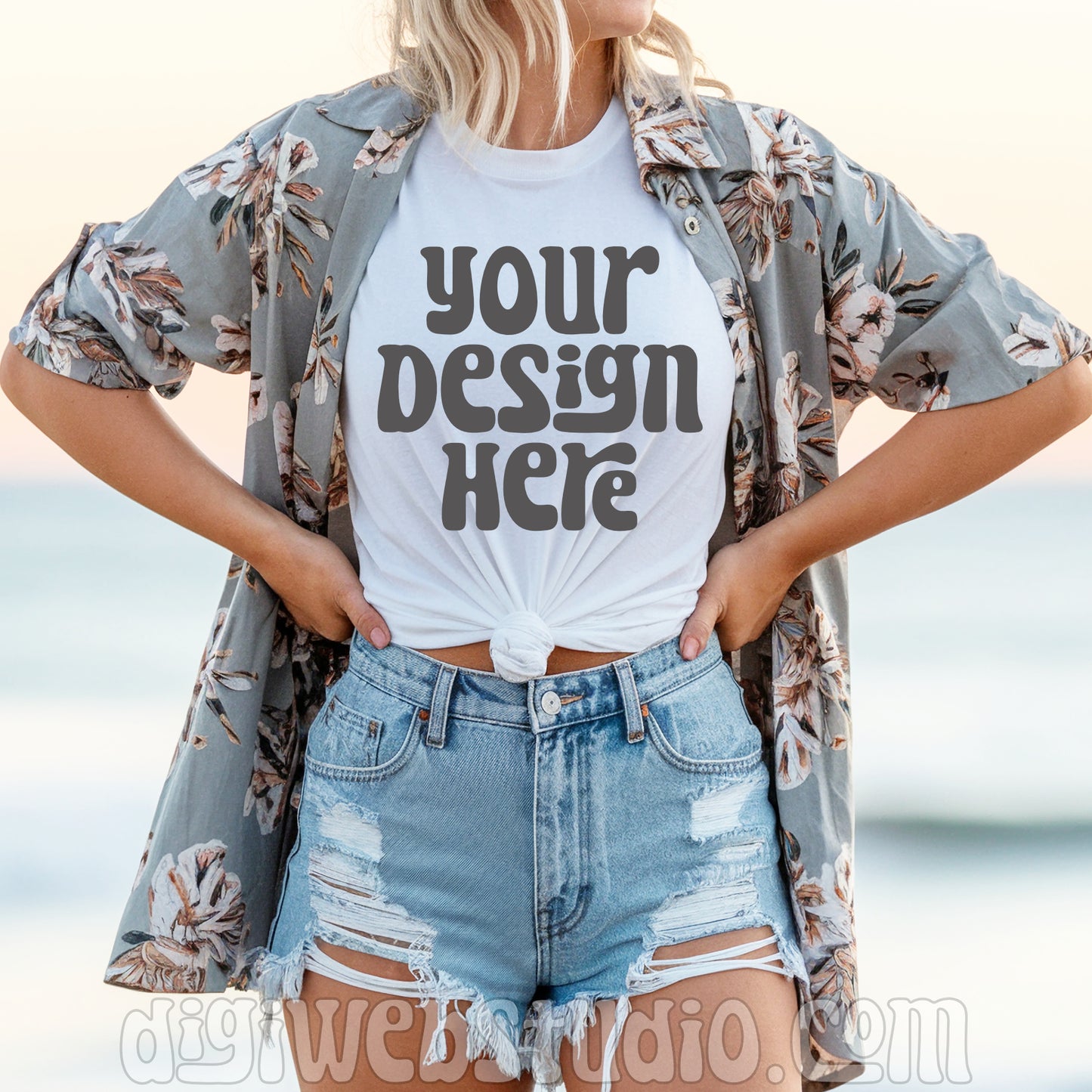 At The Beach White Shirt Mockup 3
