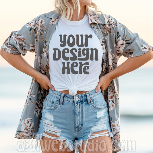 At The Beach White Shirt Mockup 3