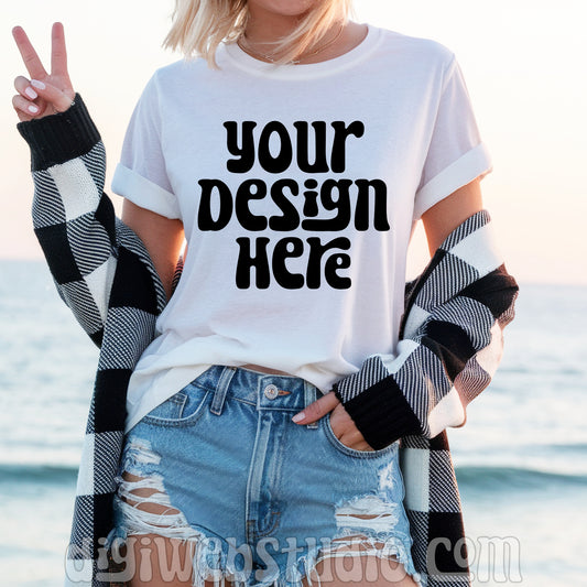At The Beach White Shirt Mockup 4