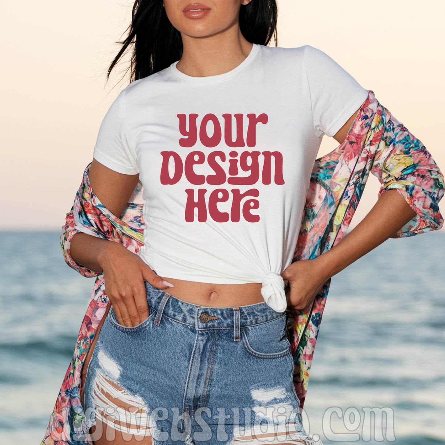 At The Beach White Shirt Mockup 6