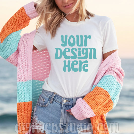At The Beach White Shirt Mockup 7