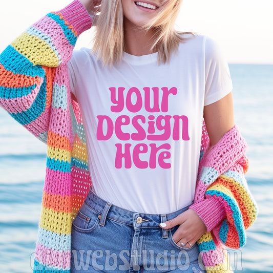 At The Beach White Shirt Mockup 8