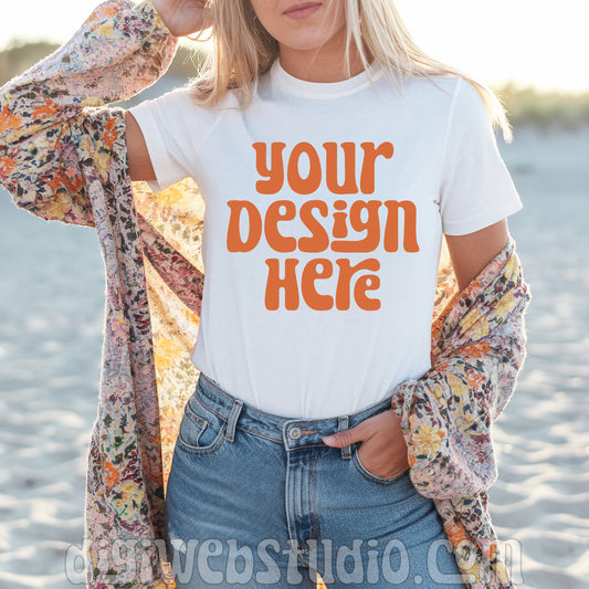 At The Beach White Shirt Mockup 9