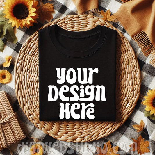 Boho Fall Black Shirt Mockup 1