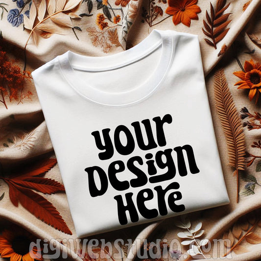 Boho Fall White Shirt Mockup 1