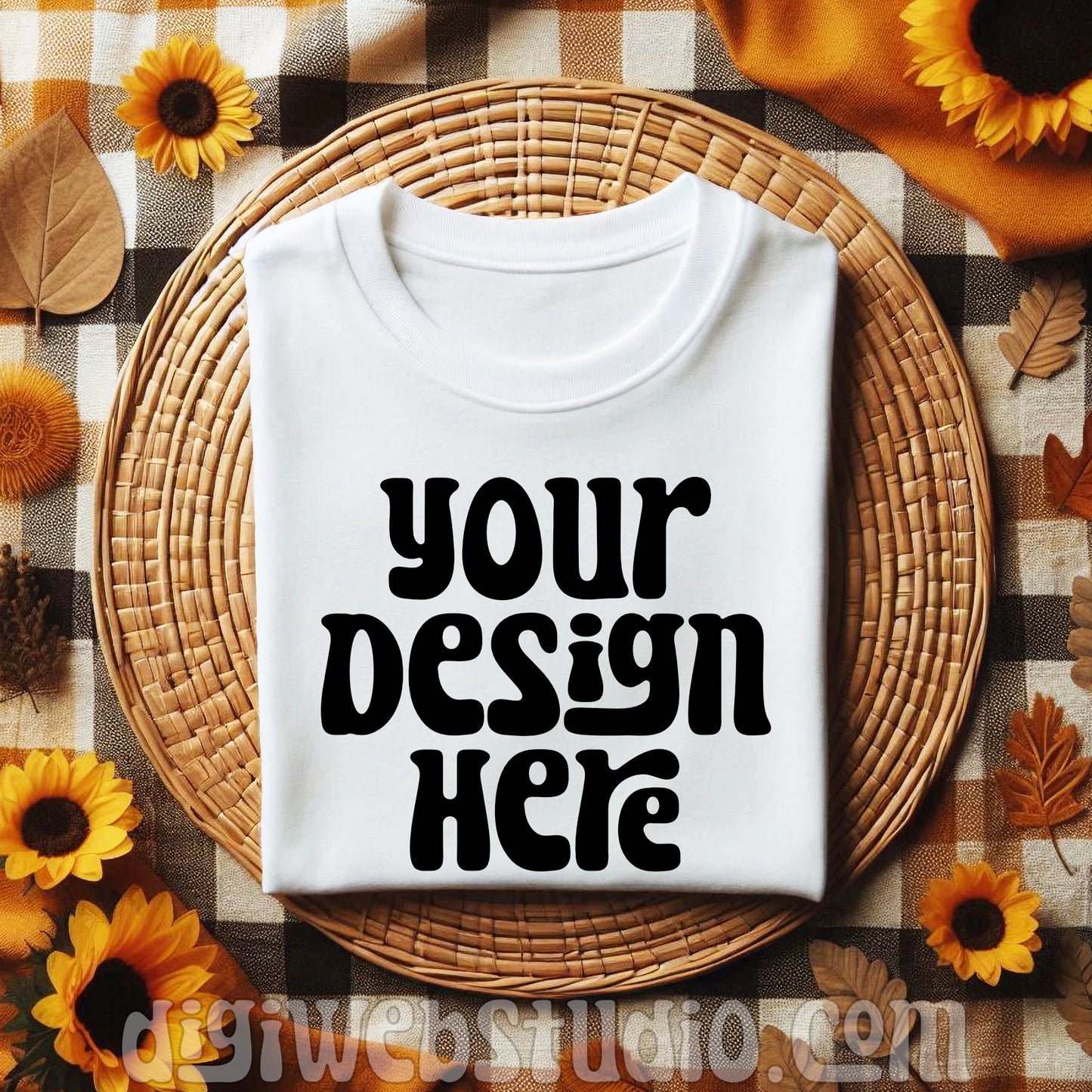 Boho Fall White Shirt Mockup 4