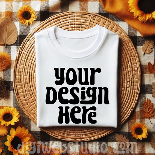 Boho Fall White Shirt Mockup 4