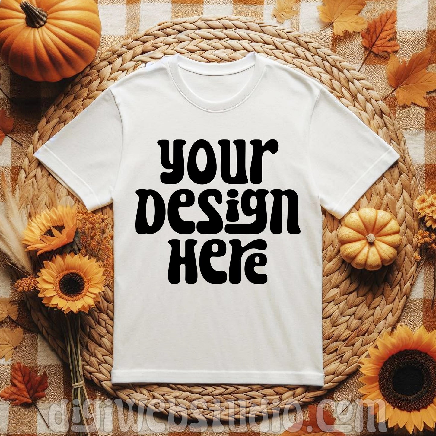 Boho Fall White Shirt Mockup 5