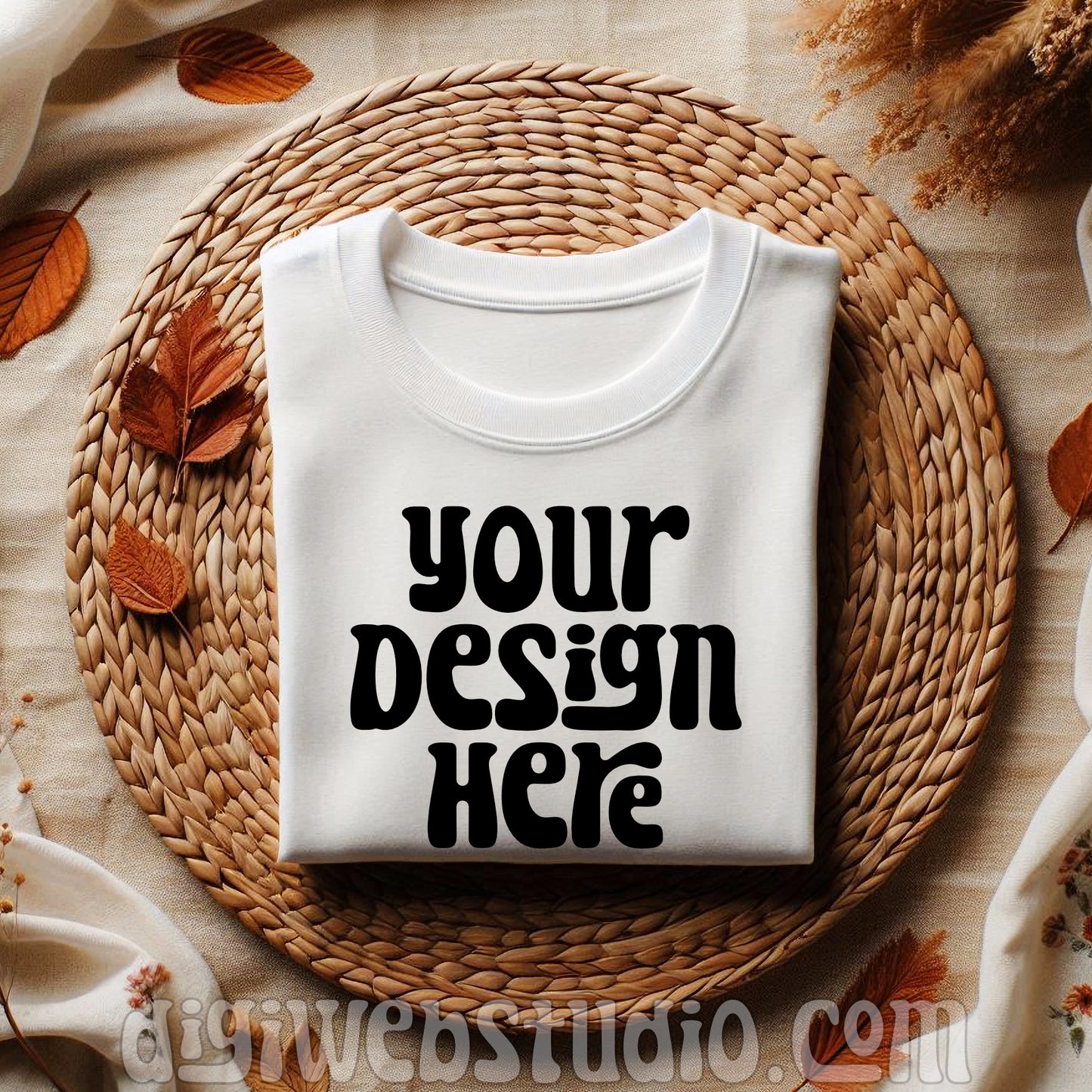 Boho Fall White Shirt Mockup 6