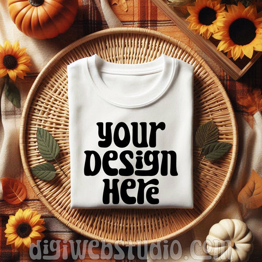 Boho Fall White Shirt Mockup 7