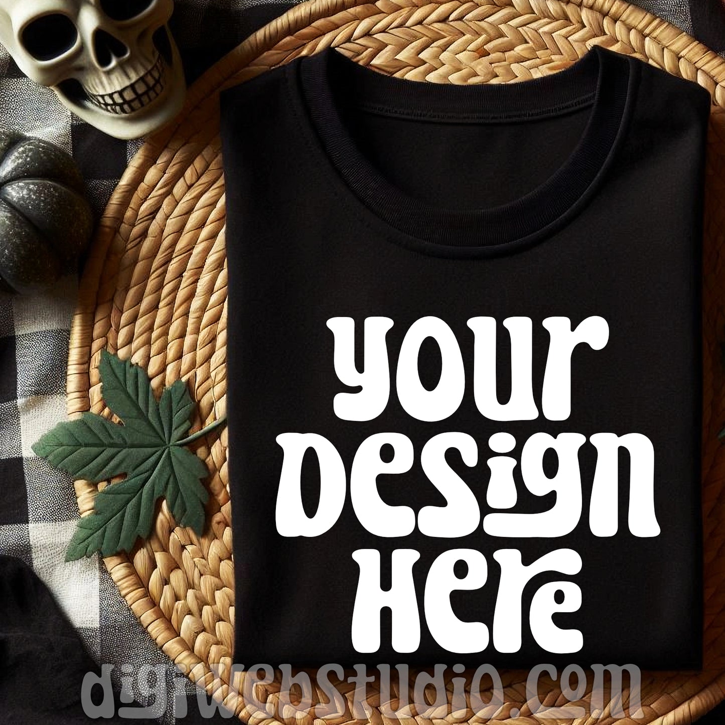 Boho Halloween Black Shirt Mockup 1