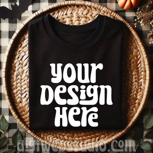 Boho Halloween Black Shirt Mockup 2