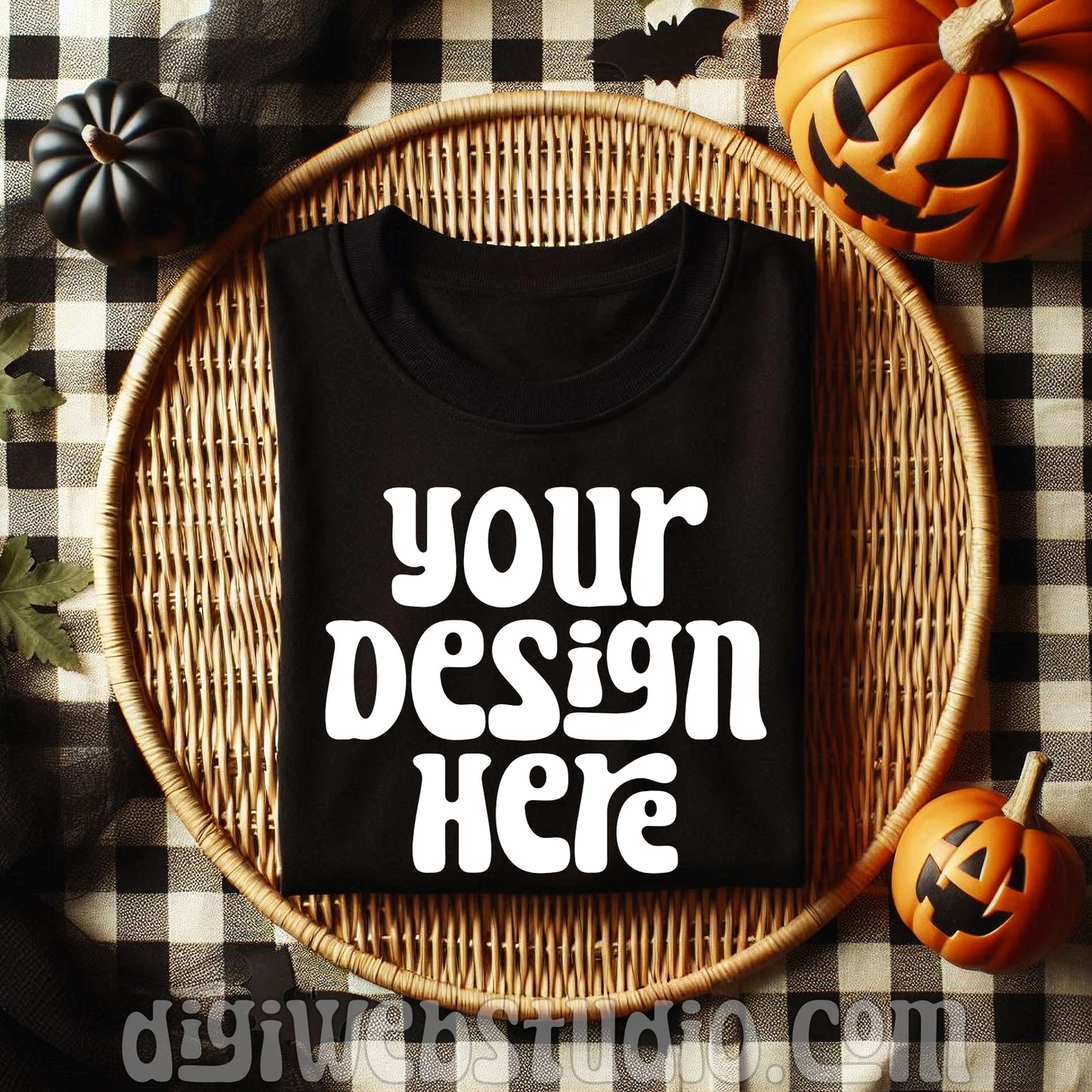 Boho Halloween Black Shirt Mockup 3