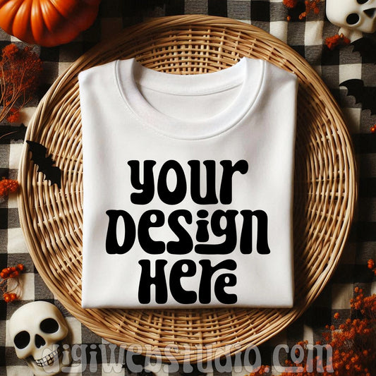 Boho Halloween White Shirt Mockup 1