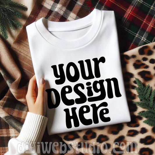 Christmas Plaid White Shirt Mockup 7