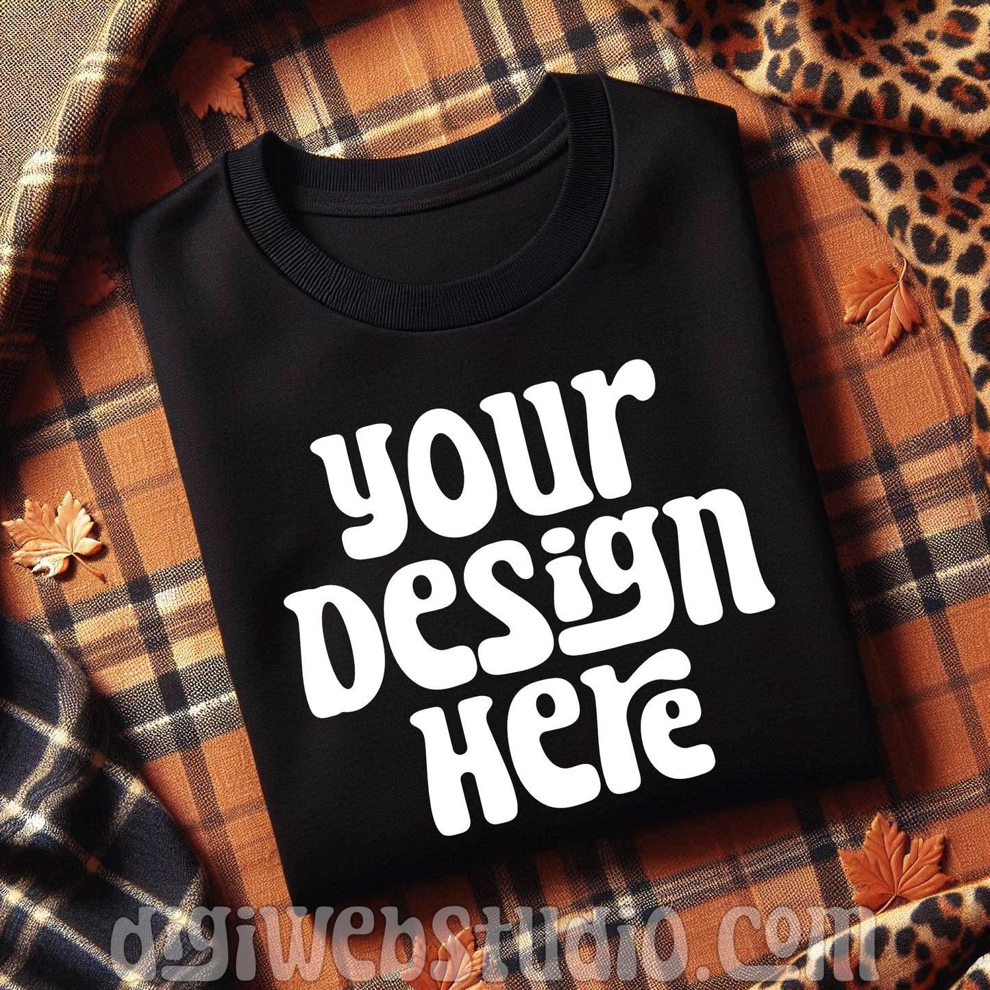 Fall Plaid Black Shirt Mockup 1