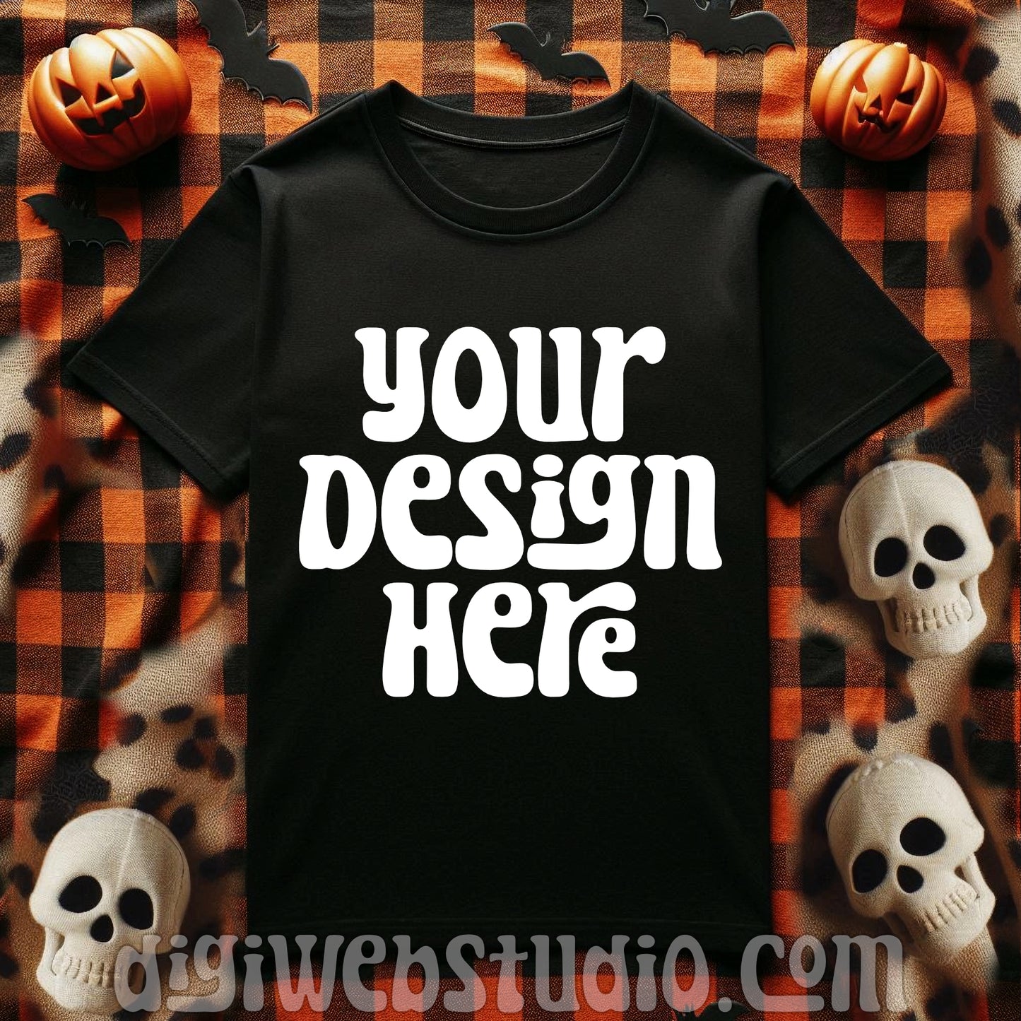 Halloween Plaid Black Shirt Mockup 1