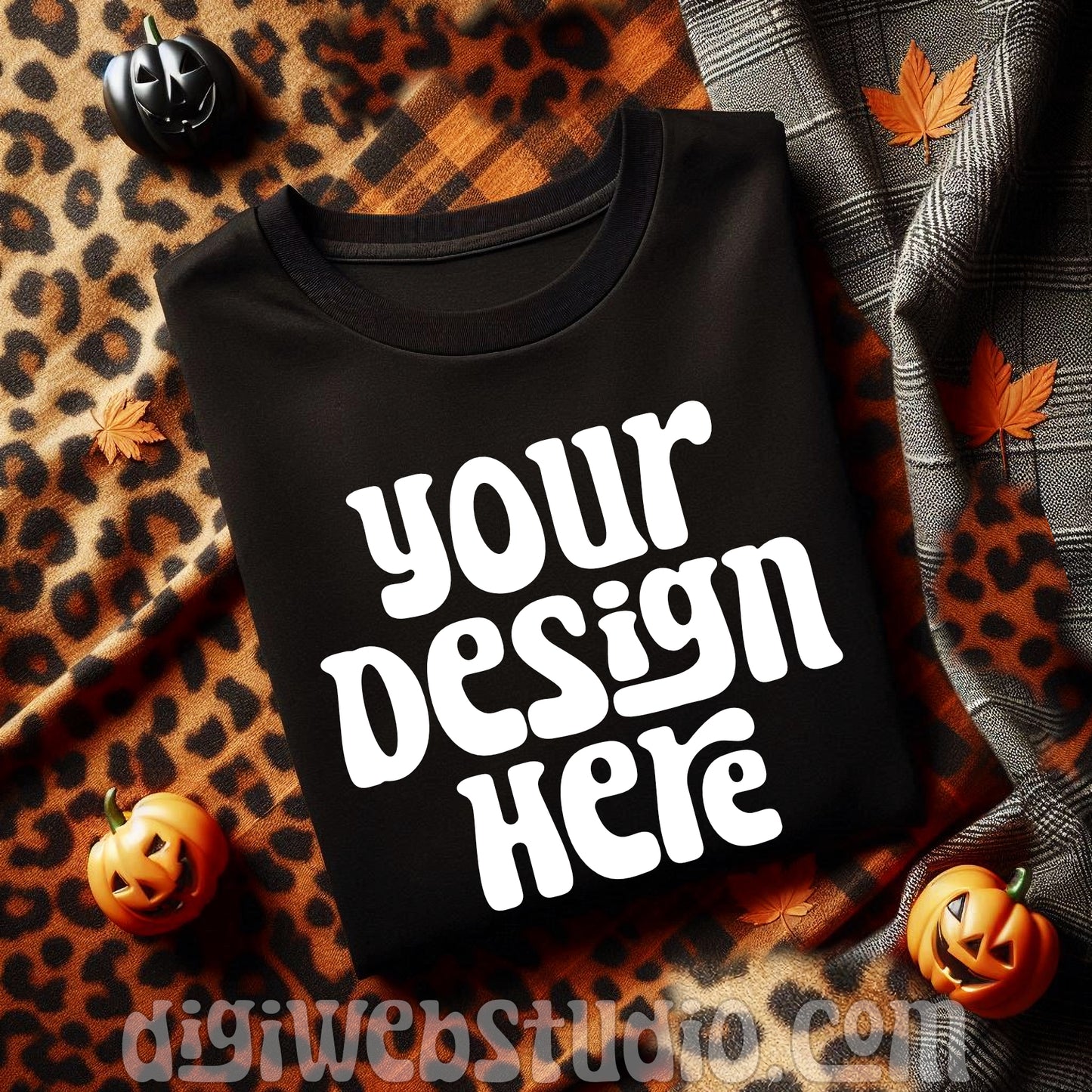 Halloween Plaid Black Shirt Mockup 2