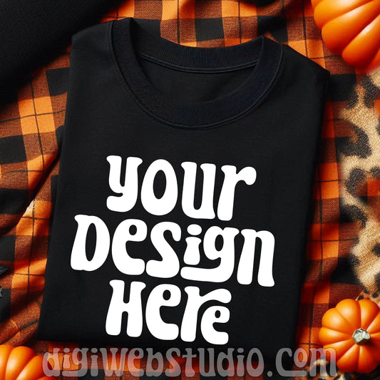 Halloween Plaid Black Shirt Mockup 4