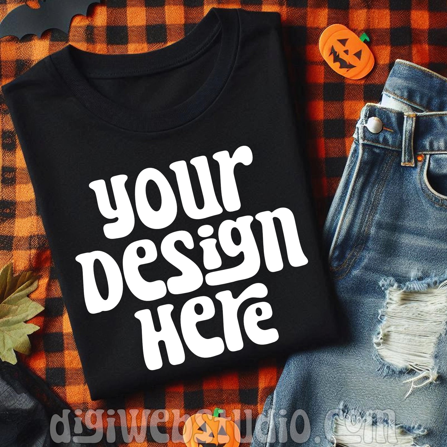 Halloween Plaid Black Shirt Mockup 5