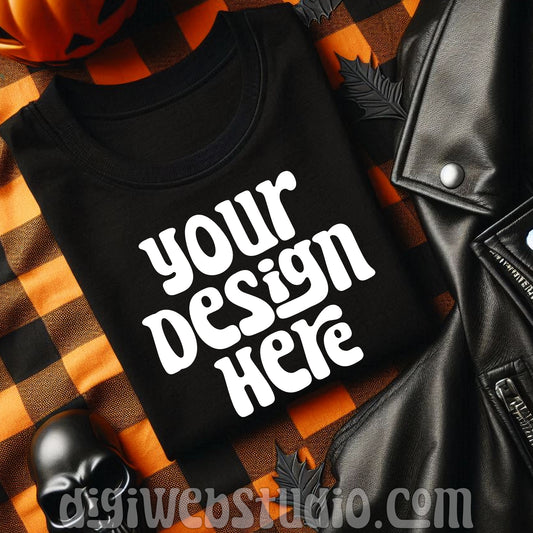 Halloween Plaid Black Shirt Mockup 6